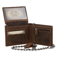 Jack's Inn Spade Mens Crazy Horse Leather Wallet with Detachable Chain in Brown thumbnail