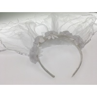 Hen's Party VEIL HEADBAND White Bride To Be Flowers Bridal Shower Bachelorette thumbnail