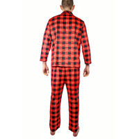 Mens Flannelette Pyjama Set Sleepwear Soft 100% Cotton PJs Two Piece Pajamas - Red - L thumbnail