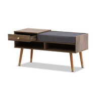 Designer Cabinet Bench Storage with Seat Wooden Shelf Hallway Cupboard - Walnut thumbnail