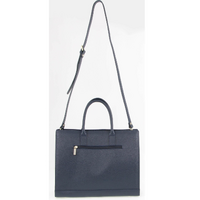 Morrissey Italian Structured Leather Tote Unisex Computer Bag Handbag - Navy thumbnail