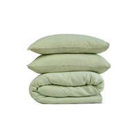 100% Cotton Muslin Duvet Quilt Cover Set w/ 2 Pillow Cases in Pastel Green - Super King thumbnail