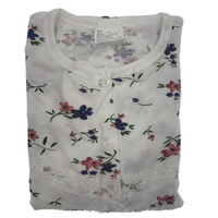 Womens Ladies Cotton Nightie Night Gown Slip Petticoat PJs Sleepwear Dress - White/Pink - 18 thumbnail