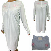 Womens Ladies Cotton Nightie Night Gown Pajamas Pyjamas Sleepwear PJ - White - 18 thumbnail