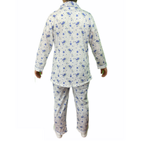 Womens PYJAMAS PJs Set Pajamas Ladies Cotton PJ Womens Long Sleeve Sleepwear - Blue - 12 thumbnail