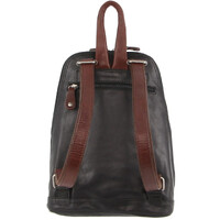 Milleni Womens Bag Italian Leather Soft Nappa Leather Backpack Travel - Black/Chestnut thumbnail