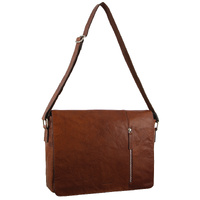Pierre Cardin Rustic Leather Bag 15" Laptop Computer Messenger Business Travel - Chestnut thumbnail