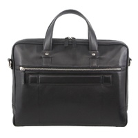 Pierre Cardin Mens Pebbled Leather 15" Laptop Computer Bag Travel Overnight - Black thumbnail
