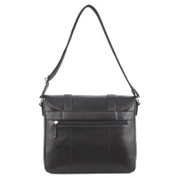 Pierre Cardin Pebbled Leather 13" Laptop Computer Bag Overnight Satchel - Black thumbnail