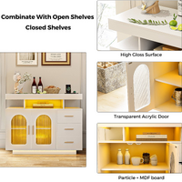 Buffet Sideboard Cabinet With RGB LED Light and Charging Station Console Coffee Bar White thumbnail