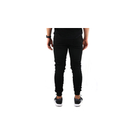 Mens Skinny Track Pants Joggers Trousers Gym Casual Sweat Cuffed Slim Trackies Fleece - Black - 3XL thumbnail