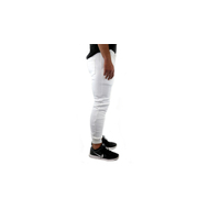 Mens Skinny Track Pants Joggers Trousers Gym Casual Sweat Cuffed Slim Trackies Fleece - White - L thumbnail