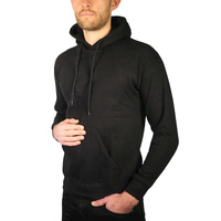 Adult Mens 100% Cotton Fleece Hoodie Jumper Pullover Sweater Warm Sweatshirt - Black - S thumbnail