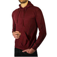Adult Mens 100% Cotton Fleece Hoodie Jumper Pullover Sweater Warm Sweatshirt - Maroon/Burgundy - XL thumbnail