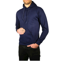 Adult Mens 100% Cotton Fleece Hoodie Jumper Pullover Sweater Warm Sweatshirt - Navy - L thumbnail