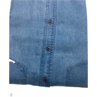 Denim Long Sleeve Jean Shirt Buttoned Front Casual Soft Top 100% COTTON - XL thumbnail
