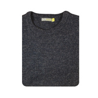 100% SHETLAND WOOL CREW Round Neck Knit JUMPER Pullover Mens Sweater Knitted - Navy (45) - 4XL thumbnail