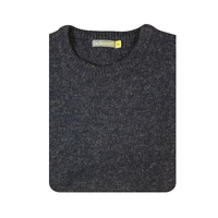 100% SHETLAND WOOL CREW Round Neck Knit JUMPER Pullover Mens Sweater Knitted - Navy (45) - L thumbnail
