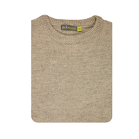 100% SHETLAND WOOL CREW Round Neck Knit JUMPER Pullover Mens Sweater Knitted - Beige (03) - M thumbnail