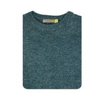 100% SHETLAND WOOL CREW Round Neck Knit JUMPER Pullover Mens Sweater Knitted - Sherwood (32) - M thumbnail