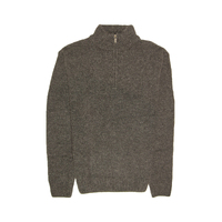 100% SHETLAND WOOL Half Zip Up Knit JUMPER Pullover Mens Sweater Knitted - Charcoal (29) - M thumbnail