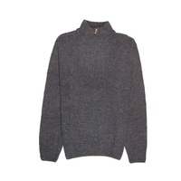 100% SHETLAND WOOL Half Zip Up Knit JUMPER Pullover Mens Sweater Knitted - Denim Blue (45) - 3XL thumbnail