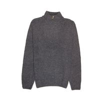 100% SHETLAND WOOL Half Zip Up Knit JUMPER Pullover Mens Sweater Knitted - Denim Blue (45) - XL thumbnail