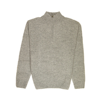 100% SHETLAND WOOL Half Zip Up Knit JUMPER Pullover Mens Sweater Knitted - Grey (21) - M thumbnail