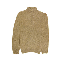 100% SHETLAND WOOL Half Zip Up Knit JUMPER Pullover Mens Sweater Knitted - Nutmeg (23) - XXL thumbnail