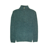 100% SHETLAND WOOL Half Zip Up Knit JUMPER Pullover Mens Sweater Knitted - Sherwood (32) - M thumbnail