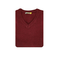 100% Shetland Wool V Neck Knit Jumper Pullover Mens Sweater Knitted - Burgundy (97) - XL thumbnail