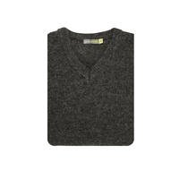 100% Shetland Wool V Neck Knit Jumper Pullover Mens Sweater Knitted - Charcoal (29) - 5XL thumbnail
