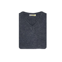 100% Shetland Wool V Neck Knit Jumper Pullover Mens Sweater Knitted - Navy (45) - XL thumbnail