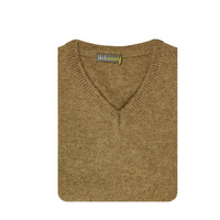 100% Shetland Wool V Neck Knit Jumper Pullover Mens Sweater Knitted - Nutmeg (23) - 4XL thumbnail
