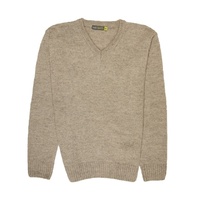 100% Shetland Wool V Neck Knit Jumper Pullover Mens Sweater Knitted - Oat Marle (03) - 3XL thumbnail
