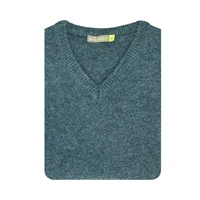 100% Shetland Wool V Neck Knit Jumper Pullover Mens Sweater Knitted - Sherwood (32) - M thumbnail
