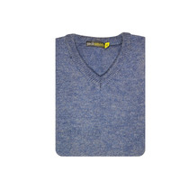 100% Shetland Wool V Neck Knit Jumper Pullover Mens Sweater Knitted - Sky (40) - 4XL thumbnail