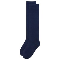 1x Pair School Uniform Knee High Socks Cotton Rich Girls Boys Kids - Navy - 9-12 (5-8 Years Old) thumbnail