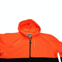HI VIS Jumper Full Zip Hoodie Safety Workwear Fleecy Fleece Jacket Hooded - Orange/Navy - 3XL thumbnail