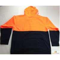 HI VIS Jumper Full Zip Hoodie Safety Workwear Fleecy Fleece Jacket Hooded - Orange/Navy - S thumbnail
