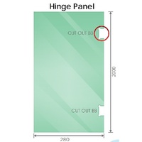 90x80cm Corner Frameless Shower Screen with White Channel and Brass Hinges, Round Handle thumbnail