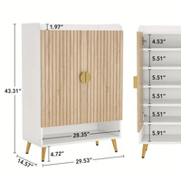 NNETMLT 7-Tier Shoe Storage Cabinet with Adjustable Shelves, Wood and Gold thumbnail