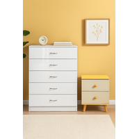 NNECN 5 Layer White Drawer Chest Storage with Bedside Table thumbnail