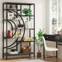 NNETMLT 8-Tier 71-Inch Industrial Geometric Bookcase with Metal Frame thumbnail