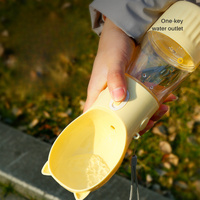 Yellow Portable Dog Water Bottle with Built-in Bowl Dispenser - 250ml Water,180ml Food Capacity, Leak-proof for Travel and Walks thumbnail