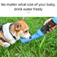 2-in-1 Portable Pet Water and Food Bottle - Leak-Proof Design with Water Lock and Easy Dispenser,300ml Water+200ml food feeder  Blue Colour thumbnail