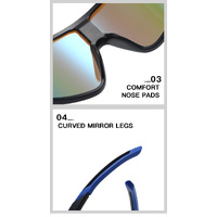 Fashionable Sports Sunglasses with Colorful Mirror Lenses - UV400 Protection for Cycling & Outdoor Activities  BLACK thumbnail