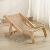 Adjustable Wooden Cat Lounge Chair - Comfortable Woven Hammock for Cats thumbnail