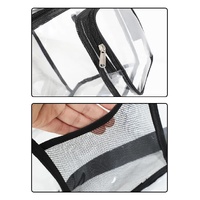 Clear PVC Shoulder Bag - Transparent Travel and Stadium-Approved Tote with Zipper(Black) thumbnail