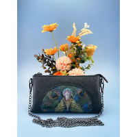 Women's Embossed Peacock Leather Wristlet Clutch - Elegant and Artistic Handbag 23*12*2cm thumbnail